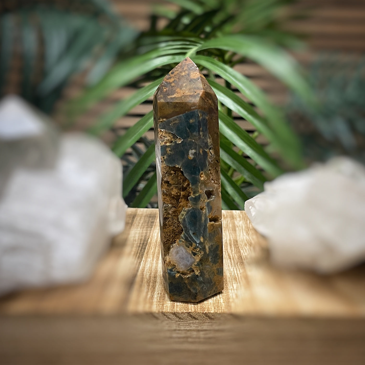 Blue Apatite in Jasper - RARE - Point, Tower, Obelisk