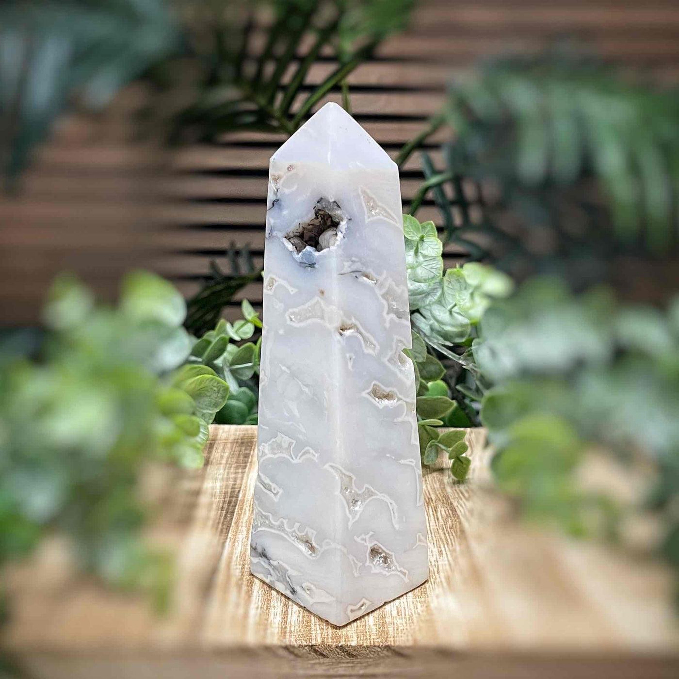 Snow Agate - Tower, Point, Obelisk - 5.4"