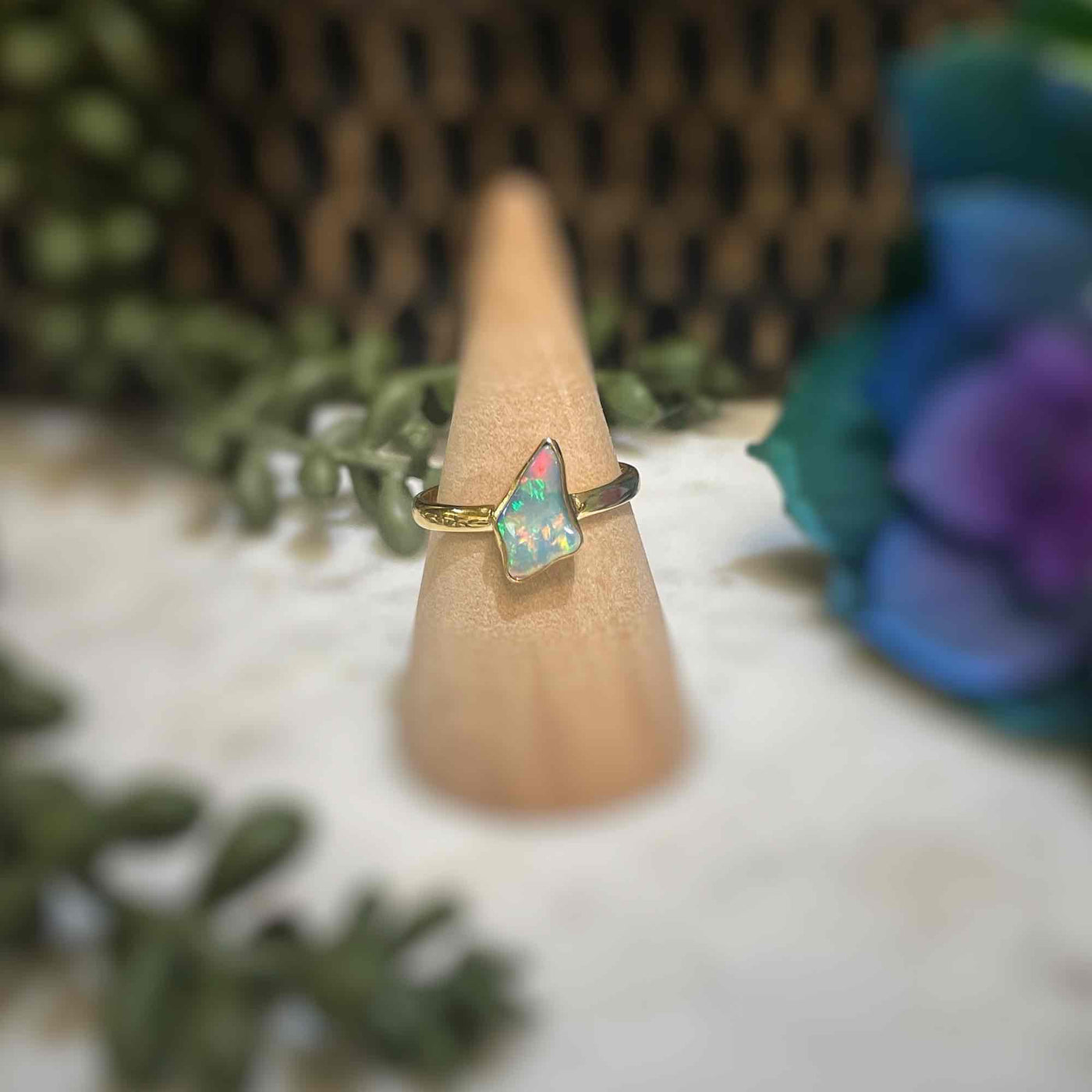 Ethiopian Opal - Raw - Gold Plated Ring