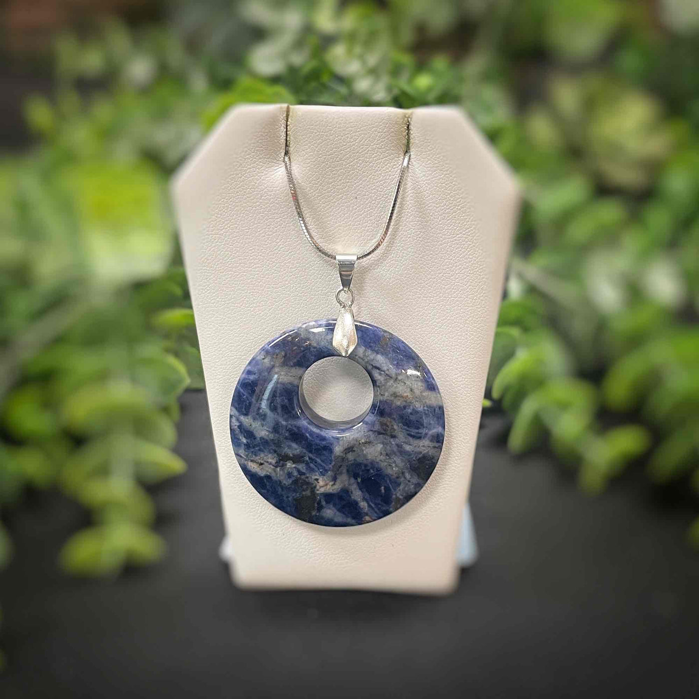 Sodalite - Flat Round Donut Shape - Necklace