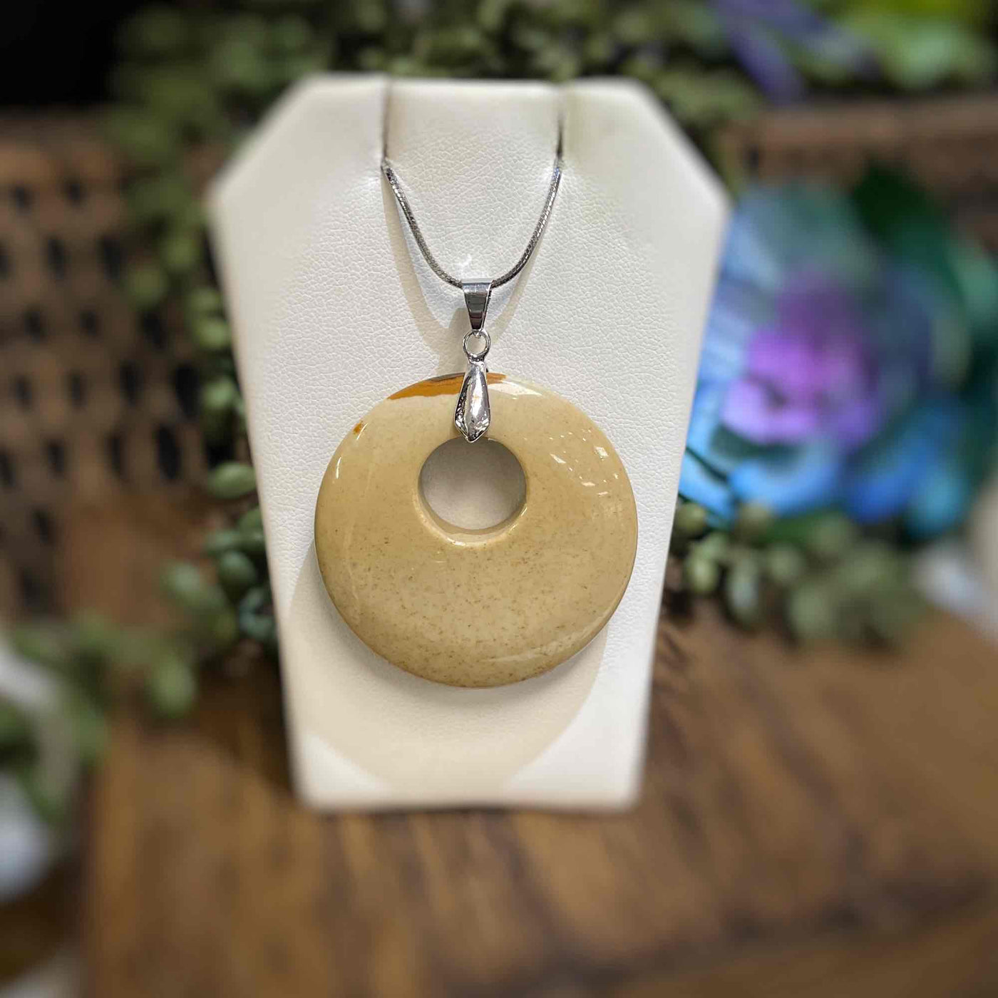 Polychrome Jasper - Flat Round Donut Shape - Necklace