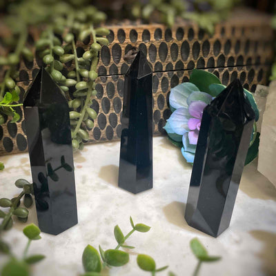 Black Obsidian  - Tower, Point, Obelisk - 3.5 - 5.0"