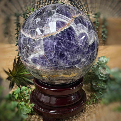 Chevron Amethyst - Large Sphere with stand