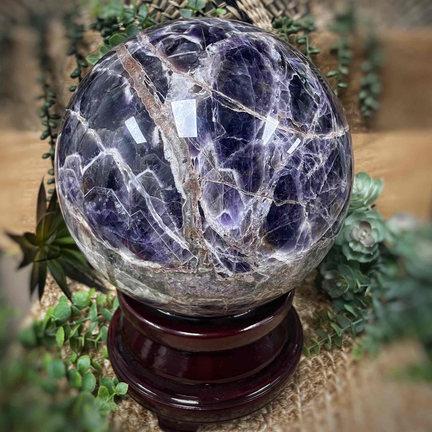 Chevron Amethyst - Large Sphere with stand