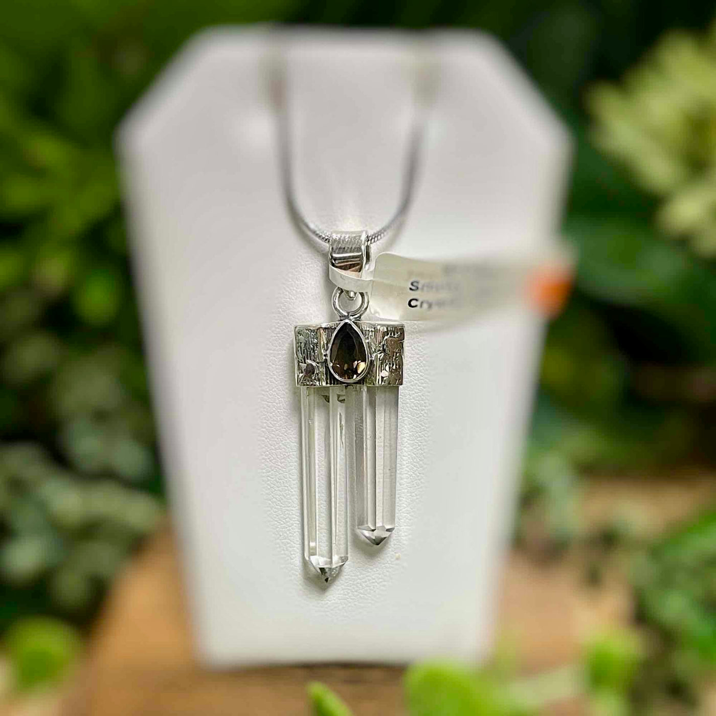 Smoky Quartz with Twin Quartz Points - Pendant