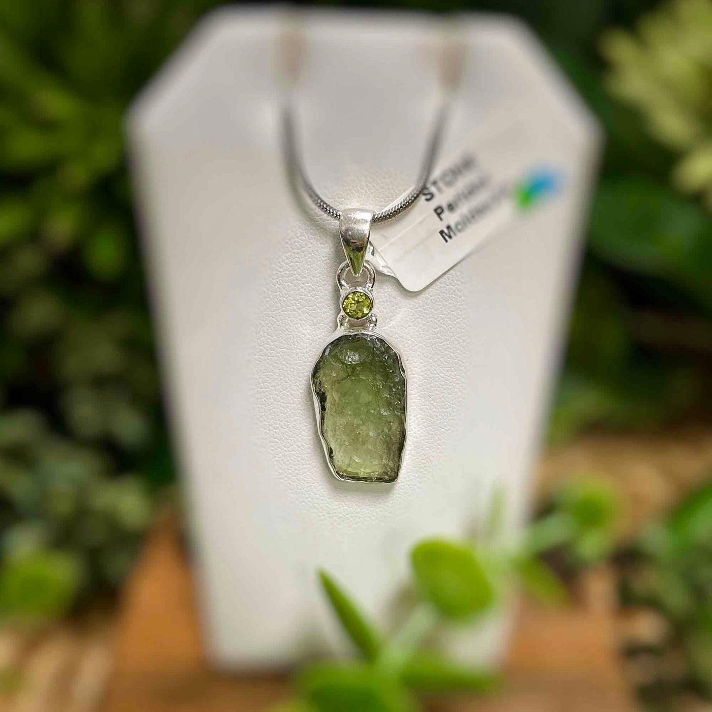 Moldavite with Peridot - Pendant
