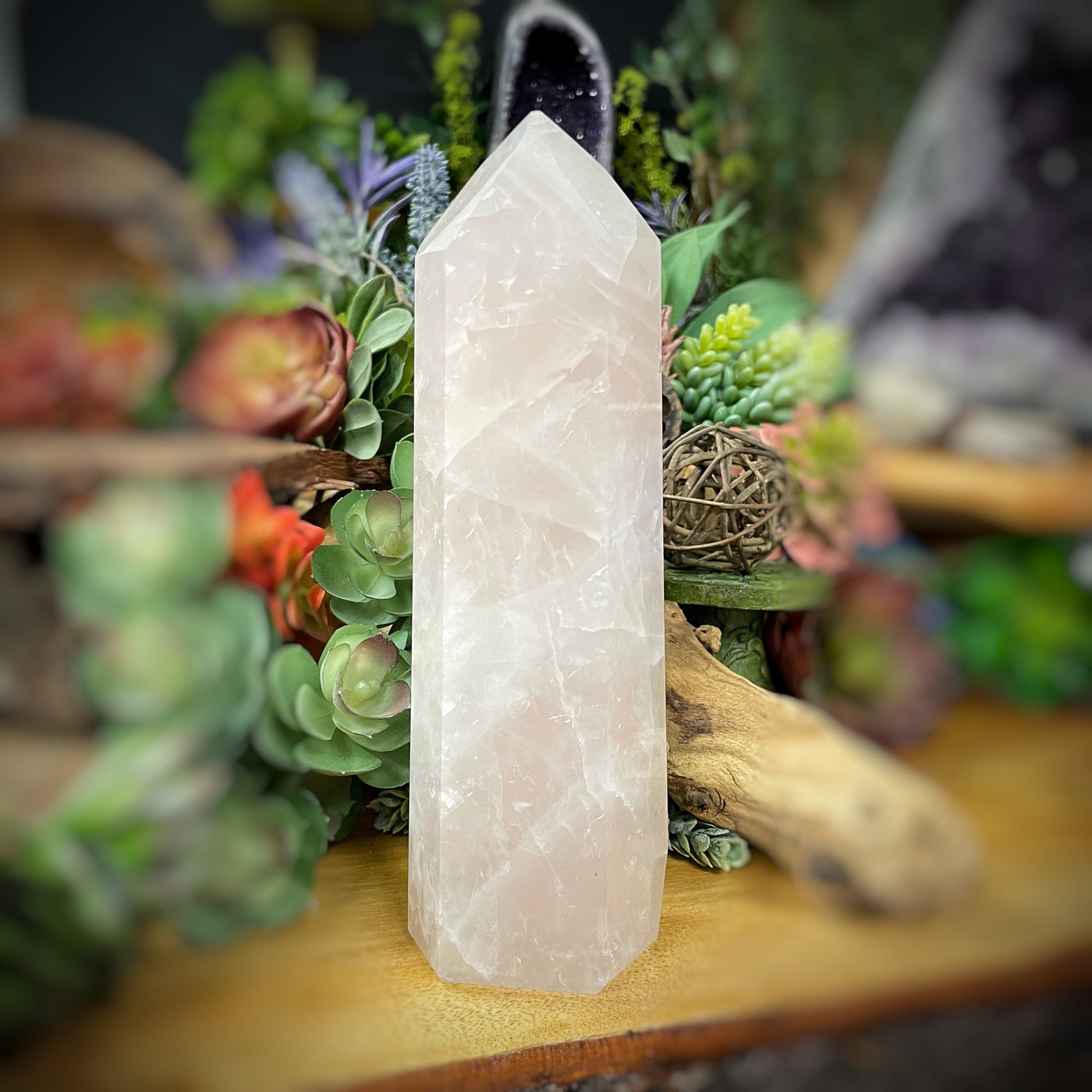 Rose Quartz - Point, Tower, Obelisk - b828 - 8.2"