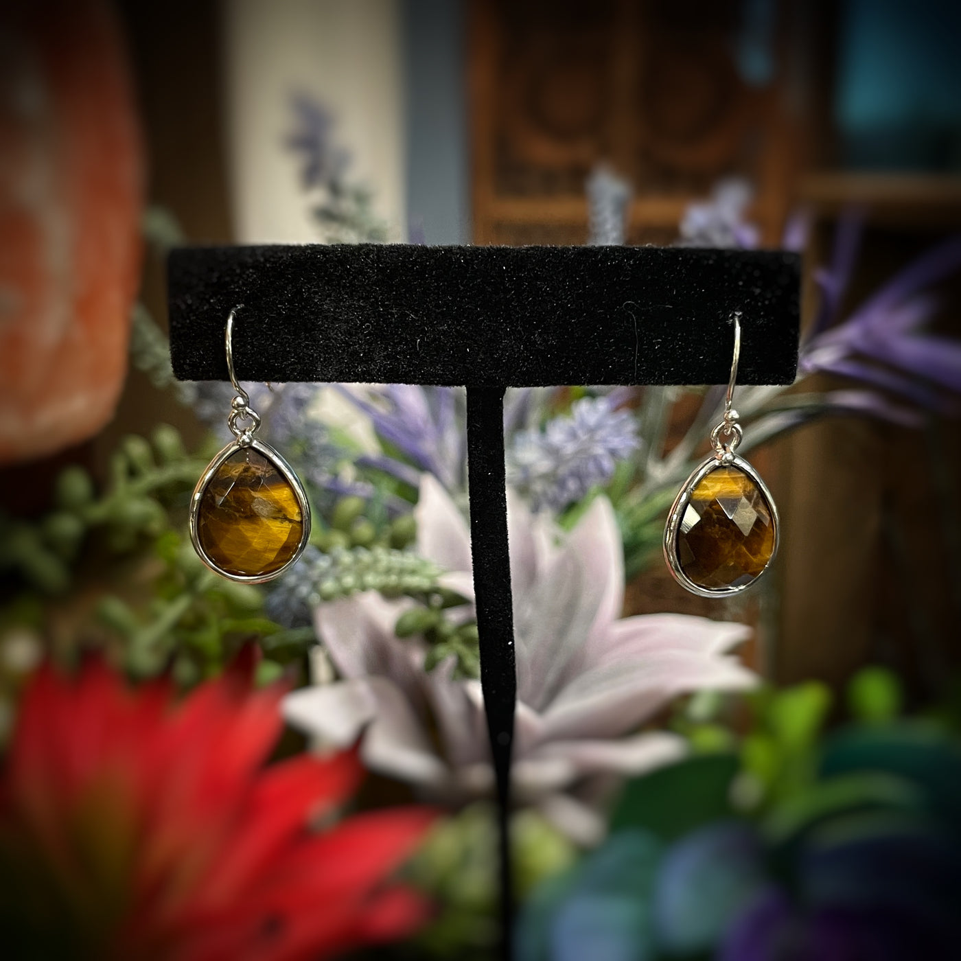 Tiger Eye - Sterling Silver - Tear Drop Earrings