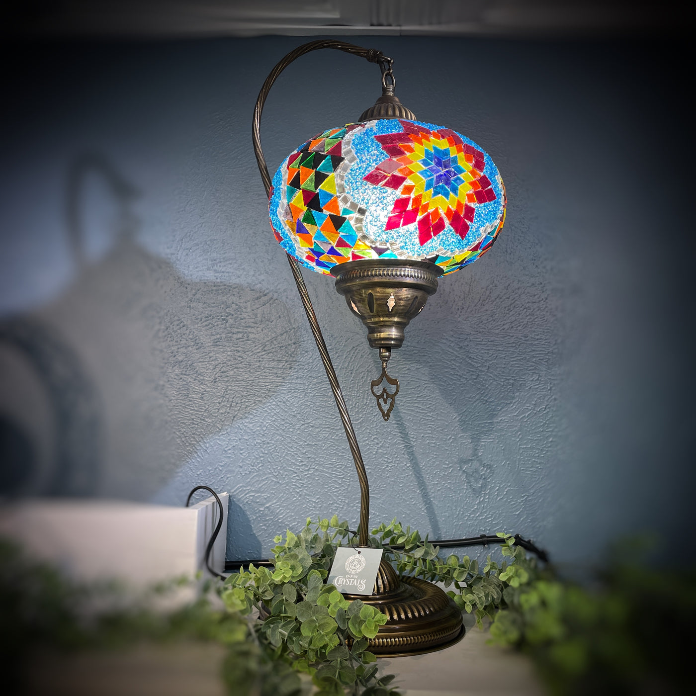 Swan Lamp - Lg Bohemian, Mosaic, Turkish Lamp 23.5" - Style 3