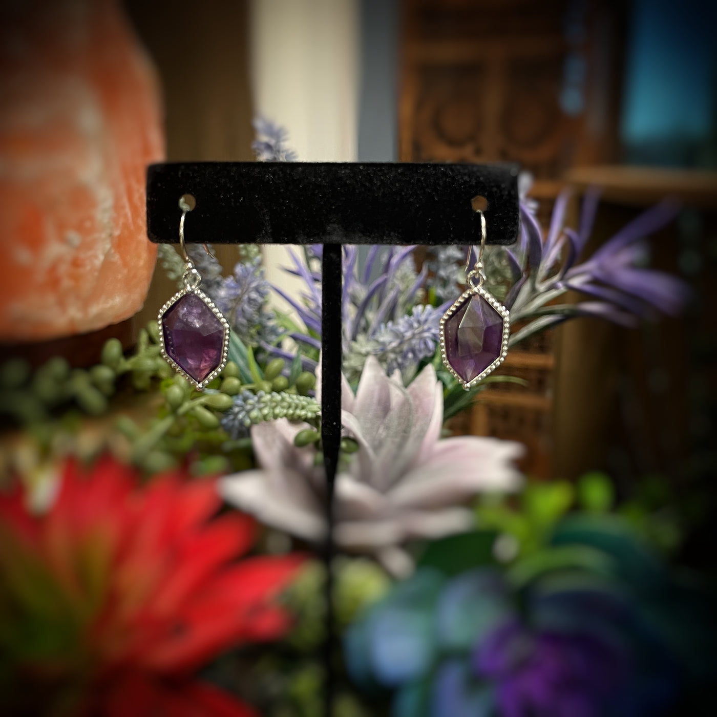 Amethyst - Sterling Silver -  Drop Earrings