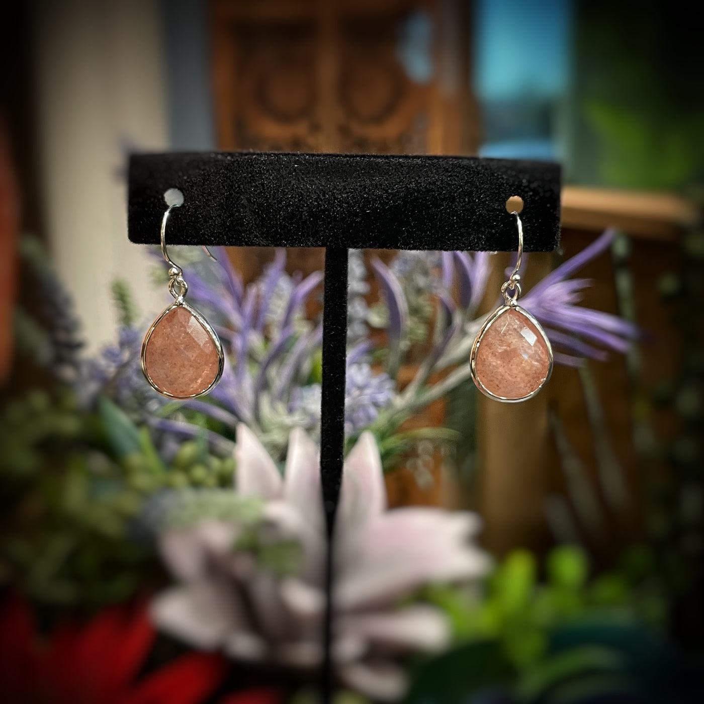 Strawberry Quartz - Sterling Silver - Tear Drop Earrings