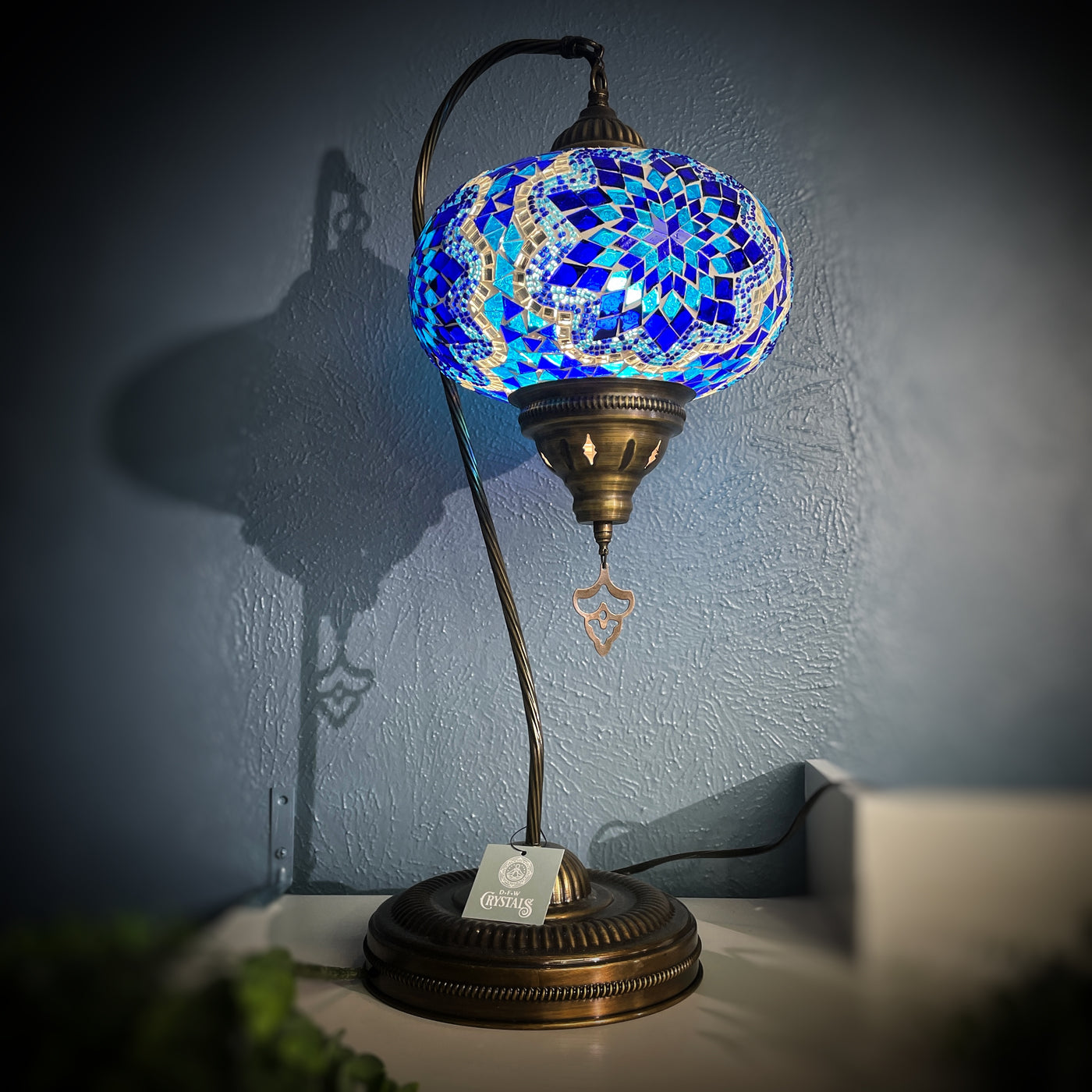 Swan Lamp - Lg Bohemian, Mosaic, Turkish Lamp 23.5" - Style 4