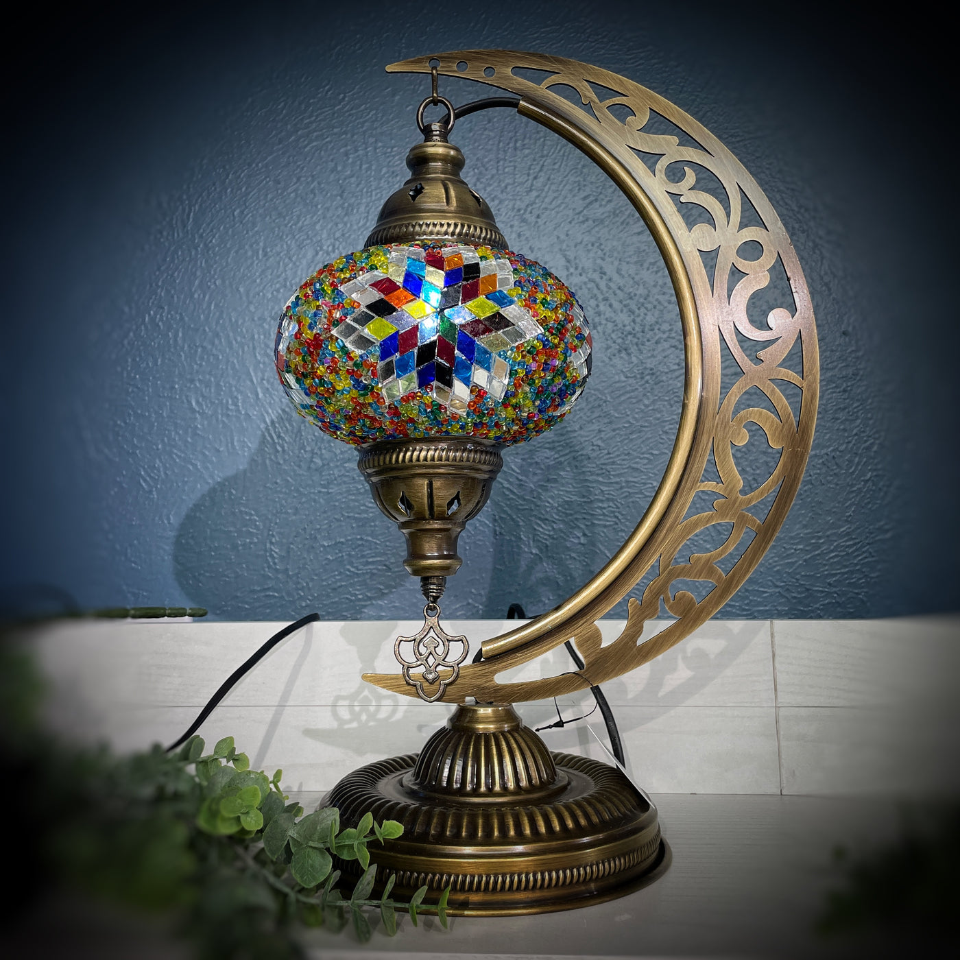 Moon Lamp - Sm Bohemian, Mosaic, Turkish Lamp 17.5" - Style 4