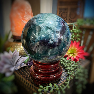 Snowflake Fluorite - Sphere - 5.0"