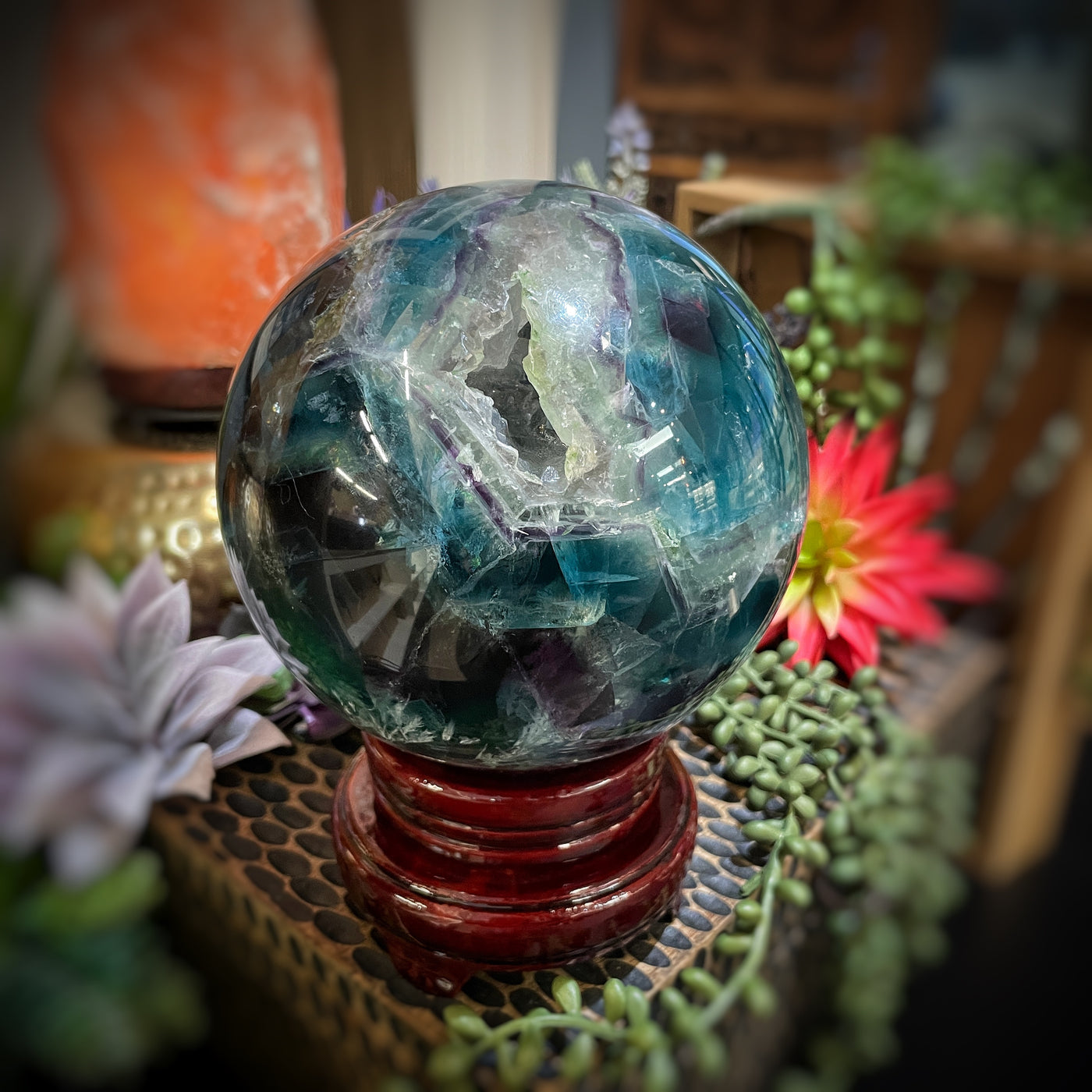 Snowflake Fluorite - Sphere - 5.0"