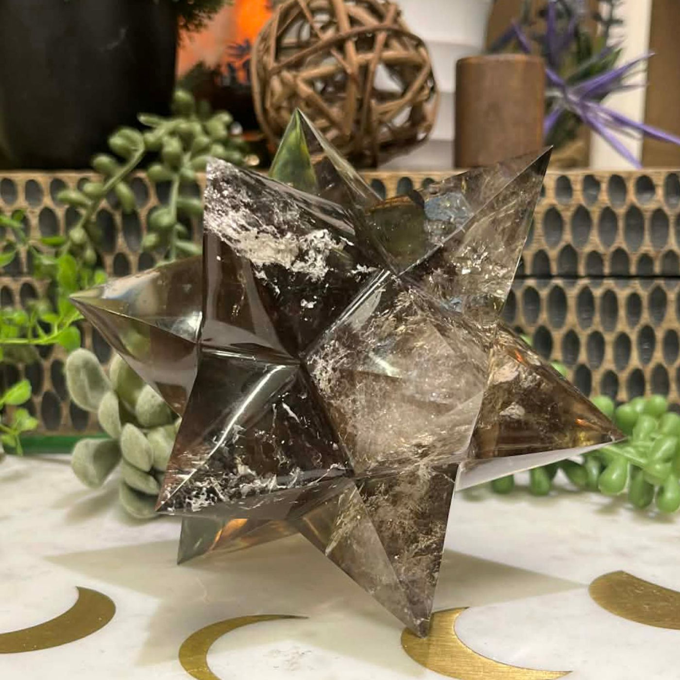 Smoky Quartz - Stellated Dodecahedron