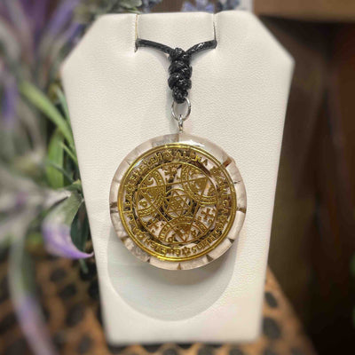 Orgonite Pendant - White Howlite + Yarrow - White Veil