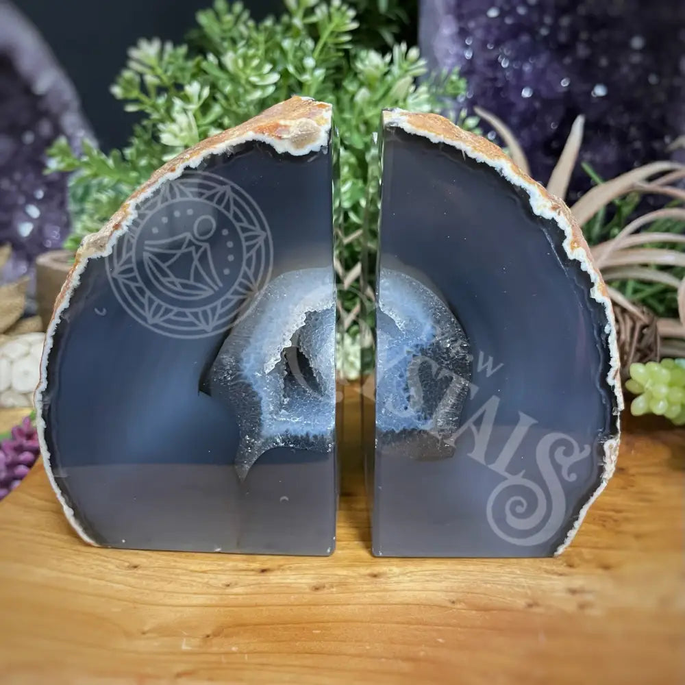 Bookends - Agate Geode Dark Grey 5.0 Total Width Accessories