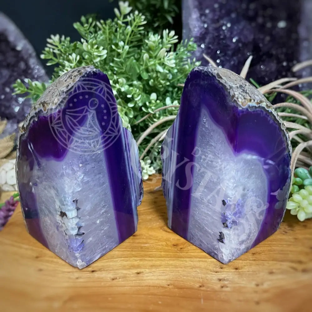 Bookends - Agate Geode Purple 5.5 Total Width Accessories