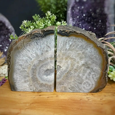 Bookends - Agate Geode White/Grey 6.0 Wide Accessories