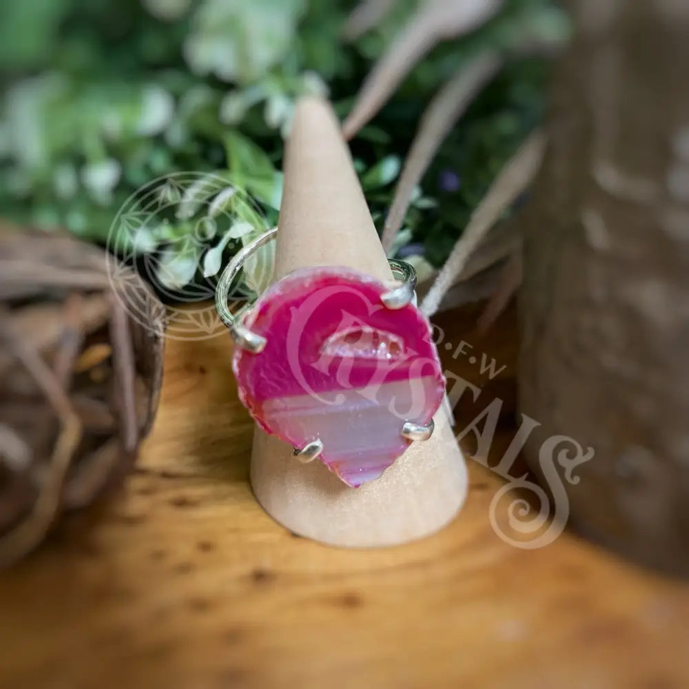 Ring Adjustable - Agate Slices Dyed Multi Choice A Jewelry