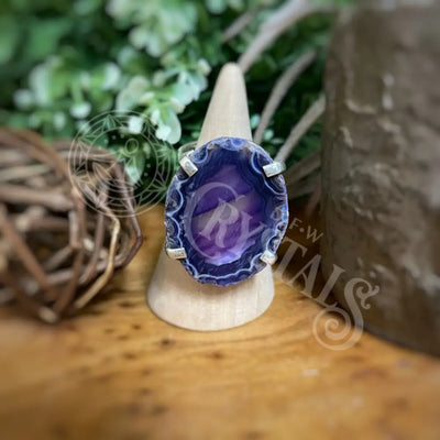 Ring Adjustable - Agate Slices Dyed Multi Choice F Jewelry