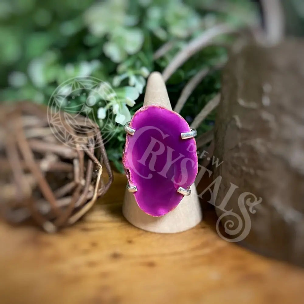 Ring Adjustable - Agate Slices Dyed Multi Choice G Jewelry