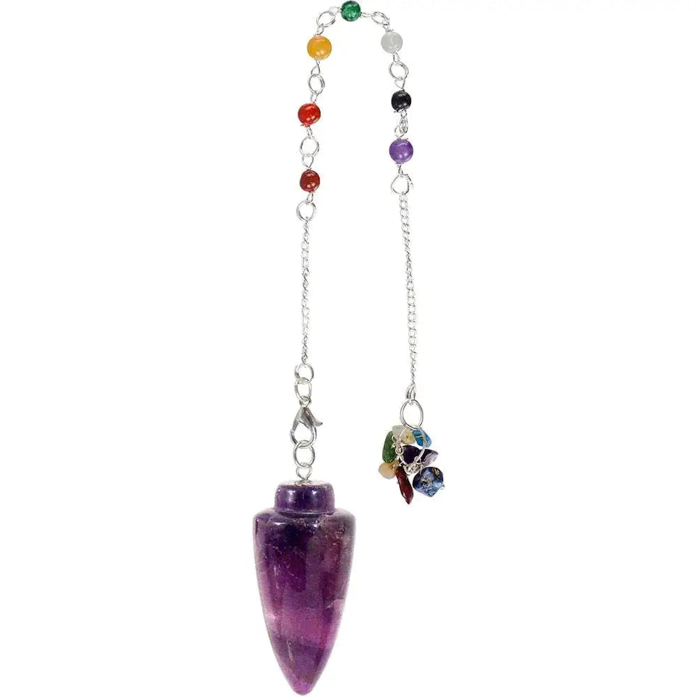 Pendulum - Amethyst Curved With Chakra Beads Meditation Self Care