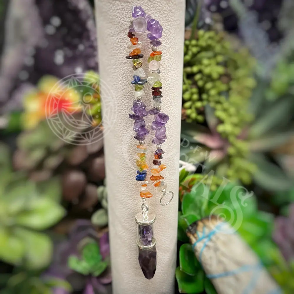 Pendulum - Faceted Amethyst W/ Gemstone Filled Glass Tube