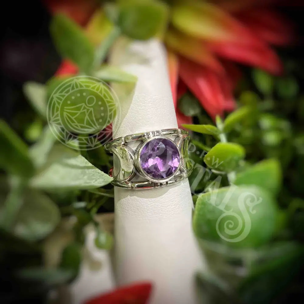 Amethyst & Moons - Round Faceted Ring Multi Sizes Jewelry