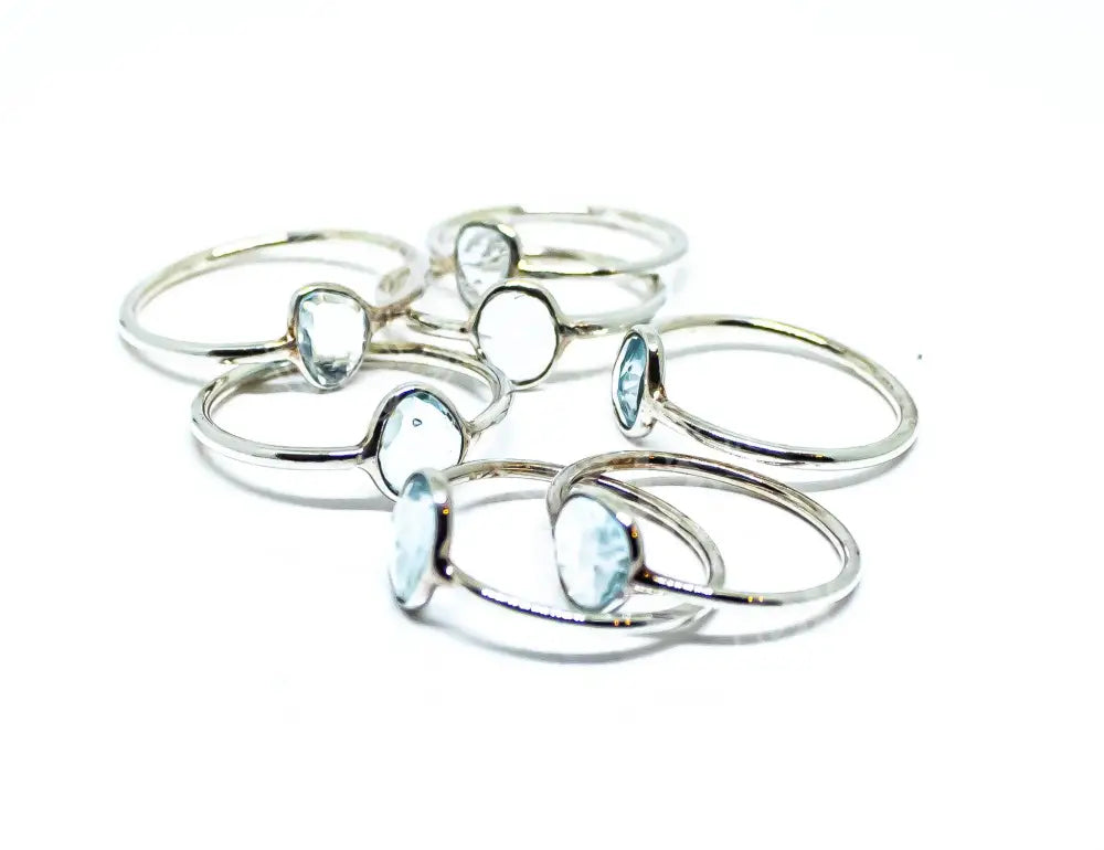 Aquamarine Gemstone Ring Sterling Silver: 6