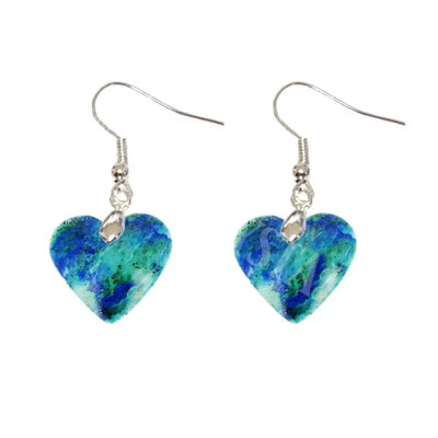 Azurite/Chrysocolla - Heart Earrings Jewelry