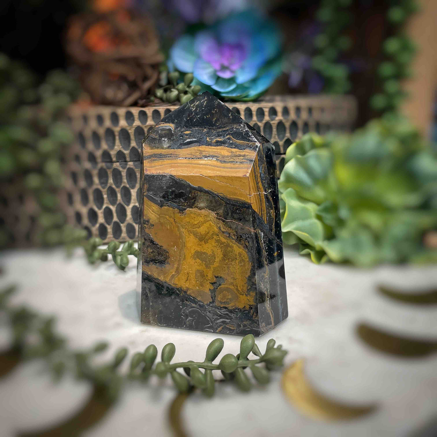 Blue Tiger's Eye - Tower, Point, Obelisk - 4.25"