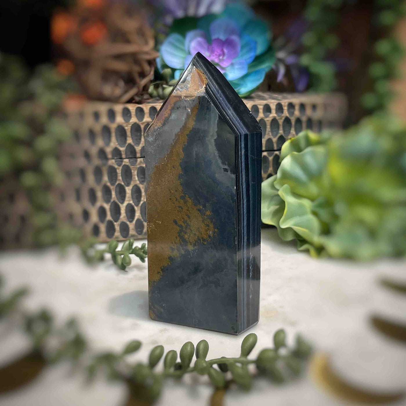 Blue Tiger's Eye - Tower, Point, Obelisk - 5"