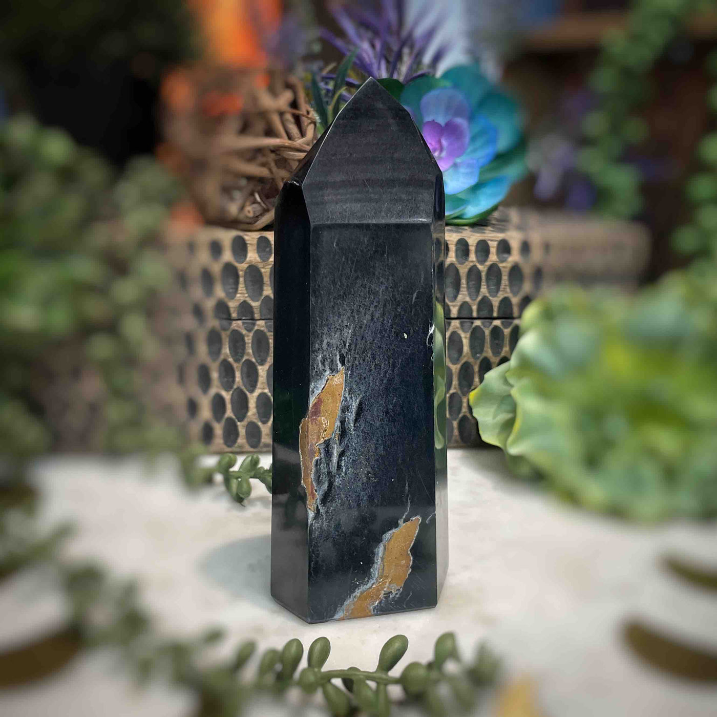 Blue Tiger's Eye - Tower, Point, Obelisk - 6"