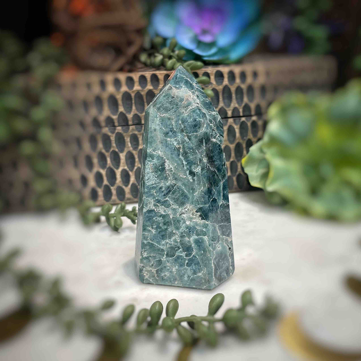 Green Apatite - Tower, Point, Obelisk - 4.25"
