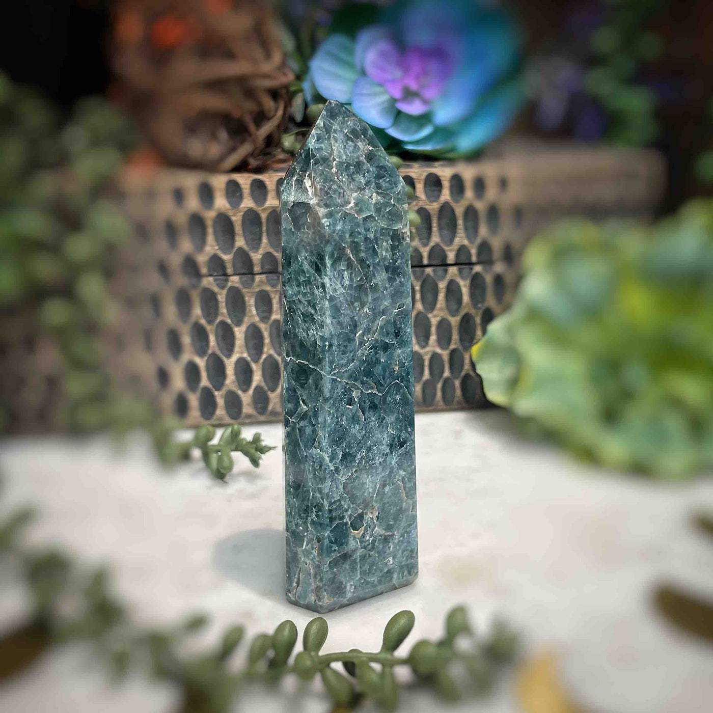 Green Apatite - Tower, Point, Obelisk - 4.75"