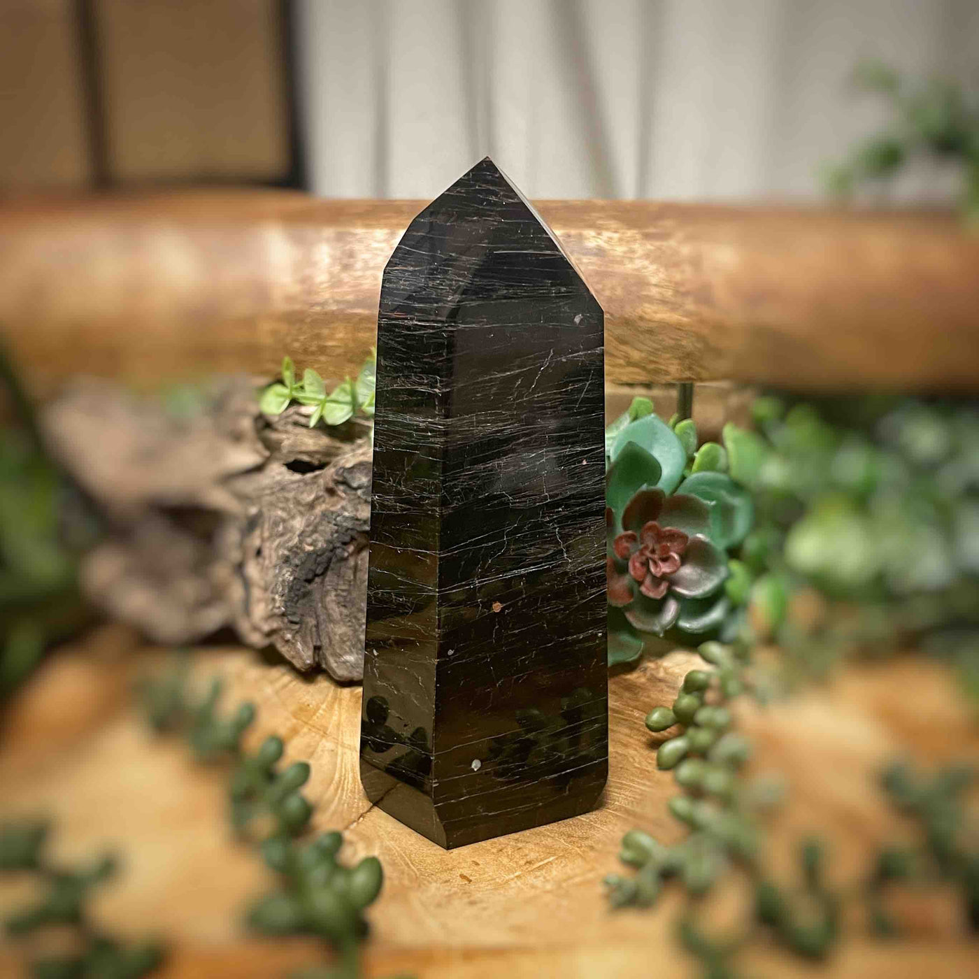 Black Tourmaline  - Tower, Point, Obelisk - 5.5"