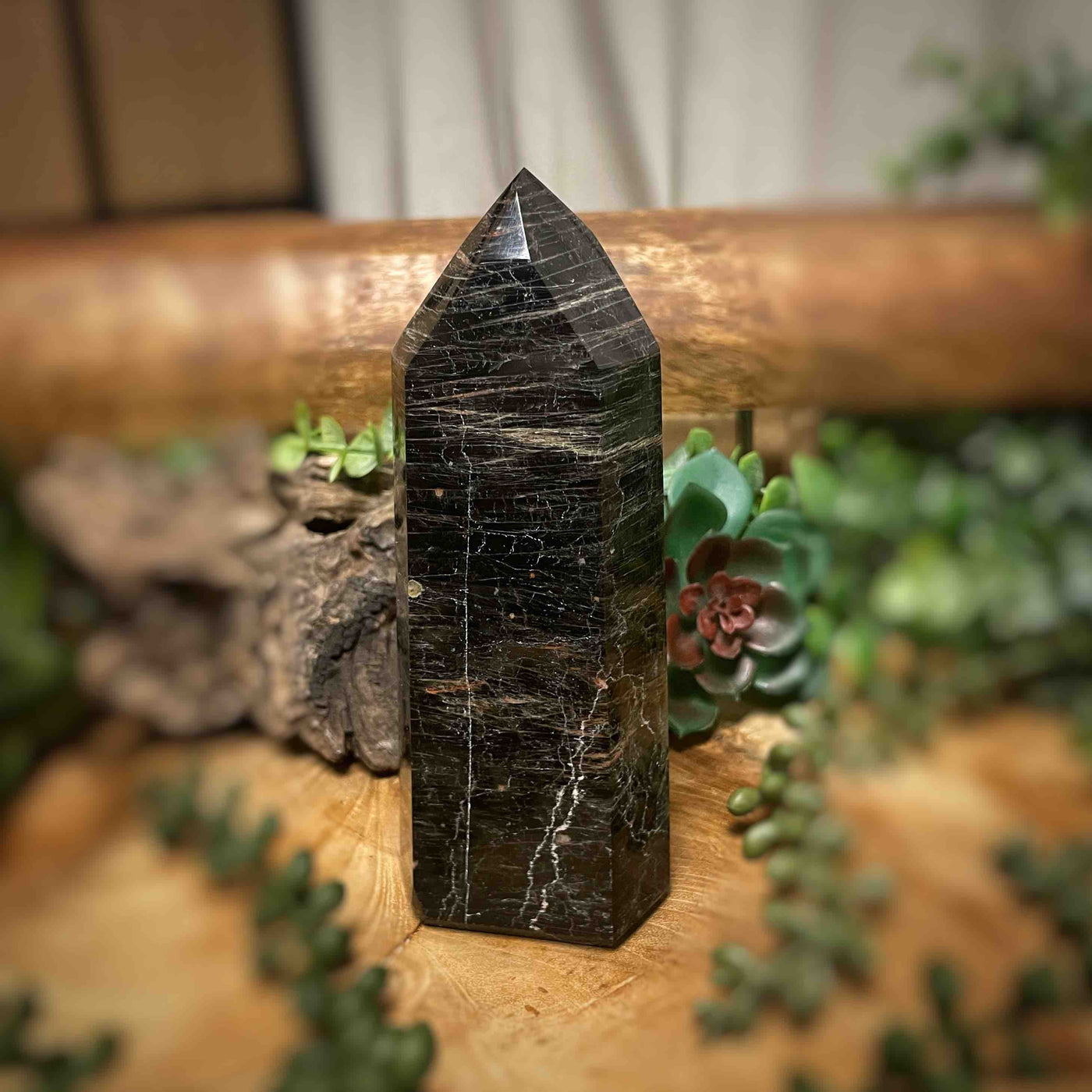 Black Tourmaline  - Tower, Point, Obelisk - 5.5"