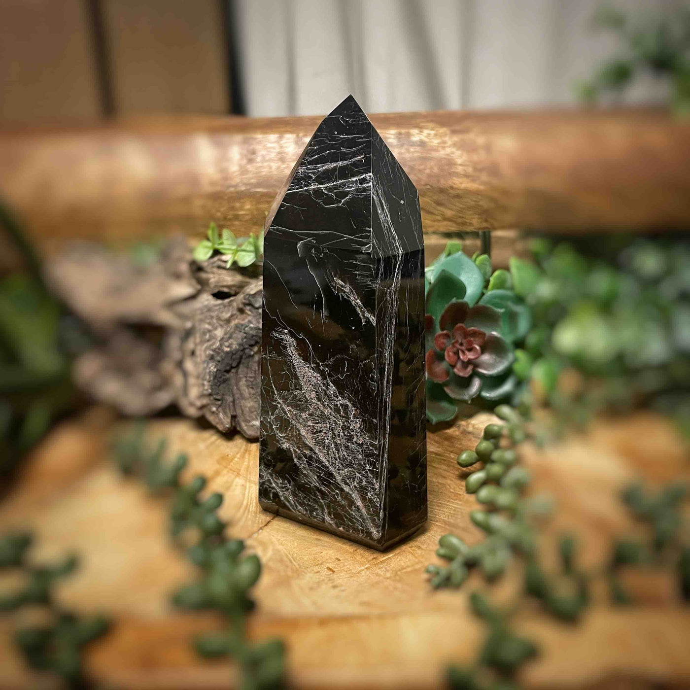 Black Tourmaline  - Tower, Point, Obelisk - 5.25"