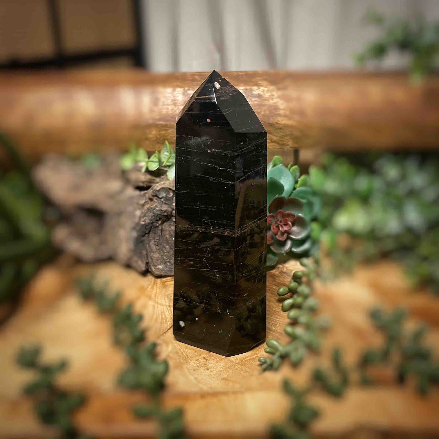 Black Tourmaline  - Tower, Point, Obelisk - 5.75"