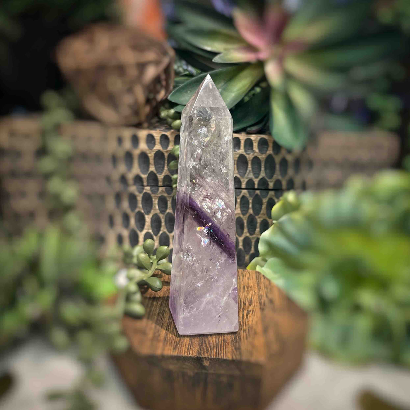 Amethyst w/ Phantom Amethyst  - Tower, Point, Obelisk - 4.25"