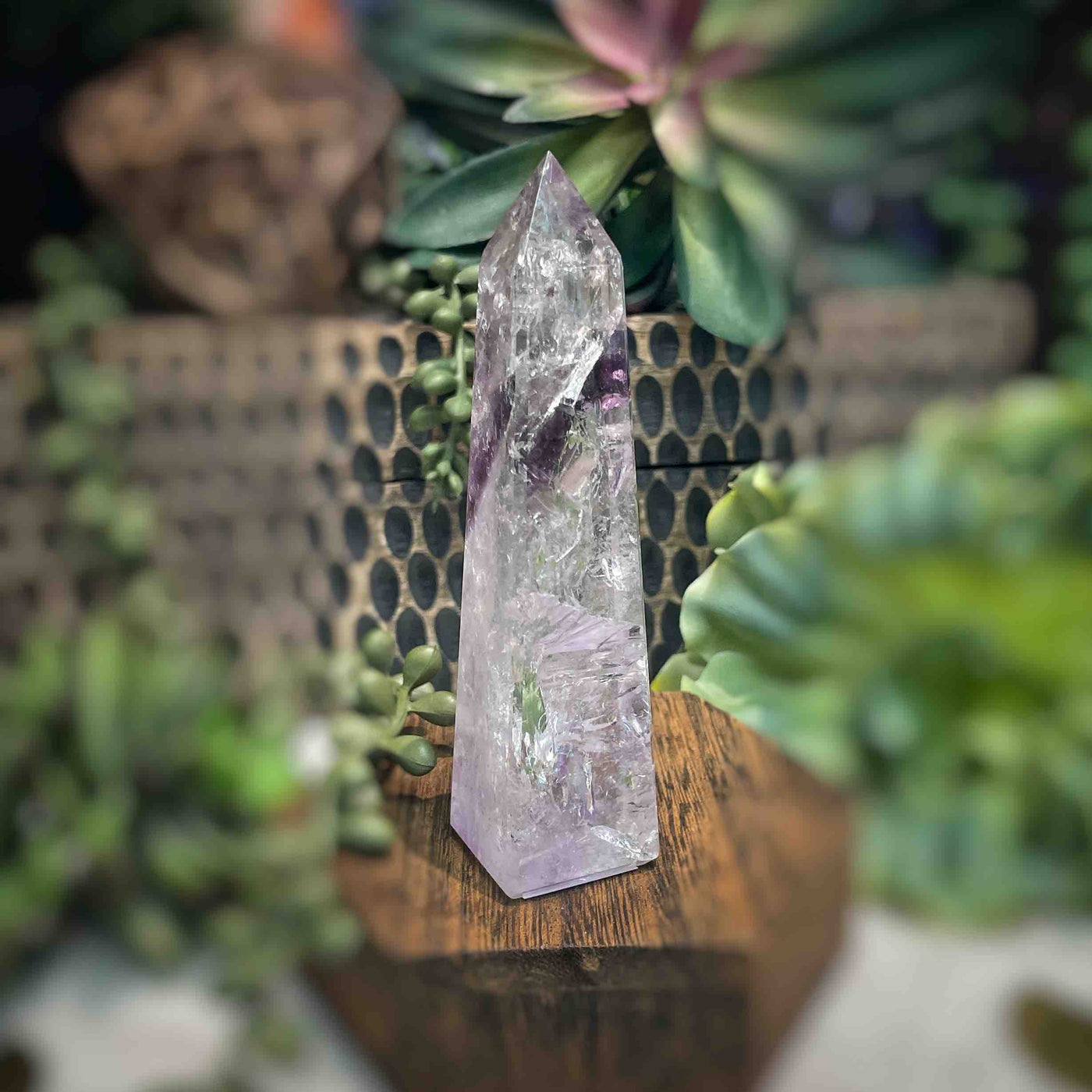 Amethyst w/ Phantom Amethyst  - Tower, Point, Obelisk - 4"