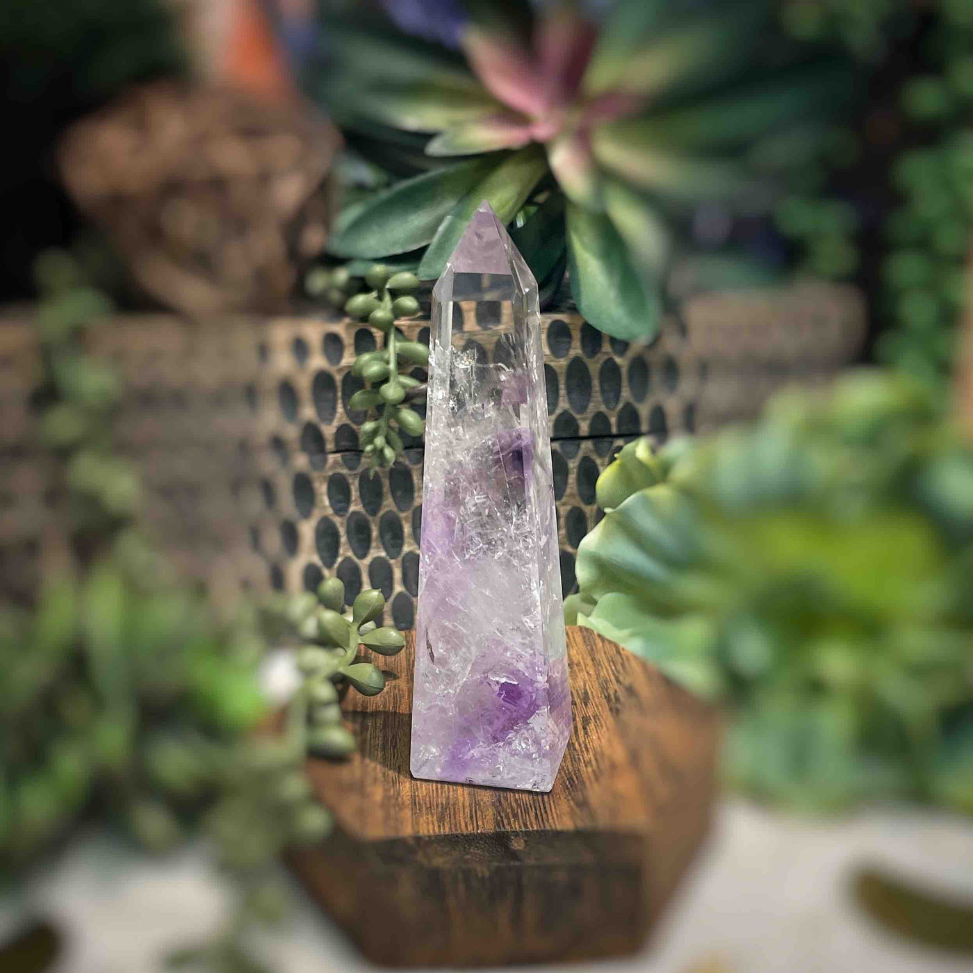 Amethyst w/ Phantom Amethyst  - Tower, Point, Obelisk - 4"