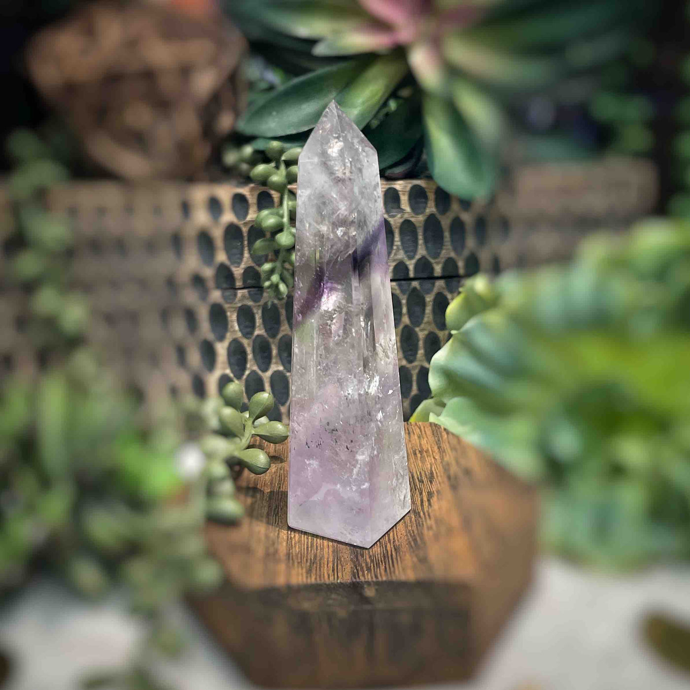 Amethyst w/ Phantom Amethyst  - Tower, Point, Obelisk - 3.75"
