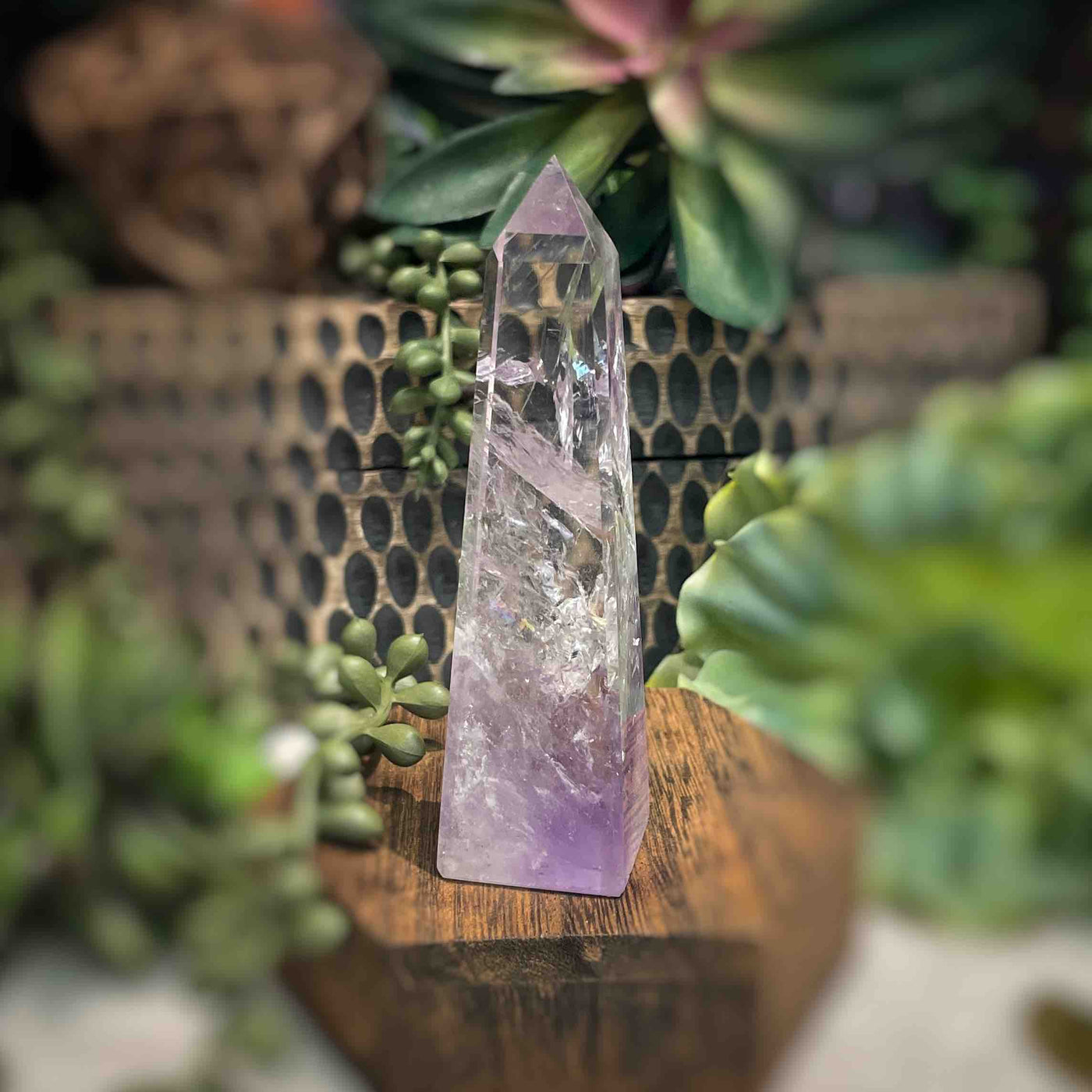 Amethyst w/ Phantom Amethyst  - Tower, Point, Obelisk - 3.75"