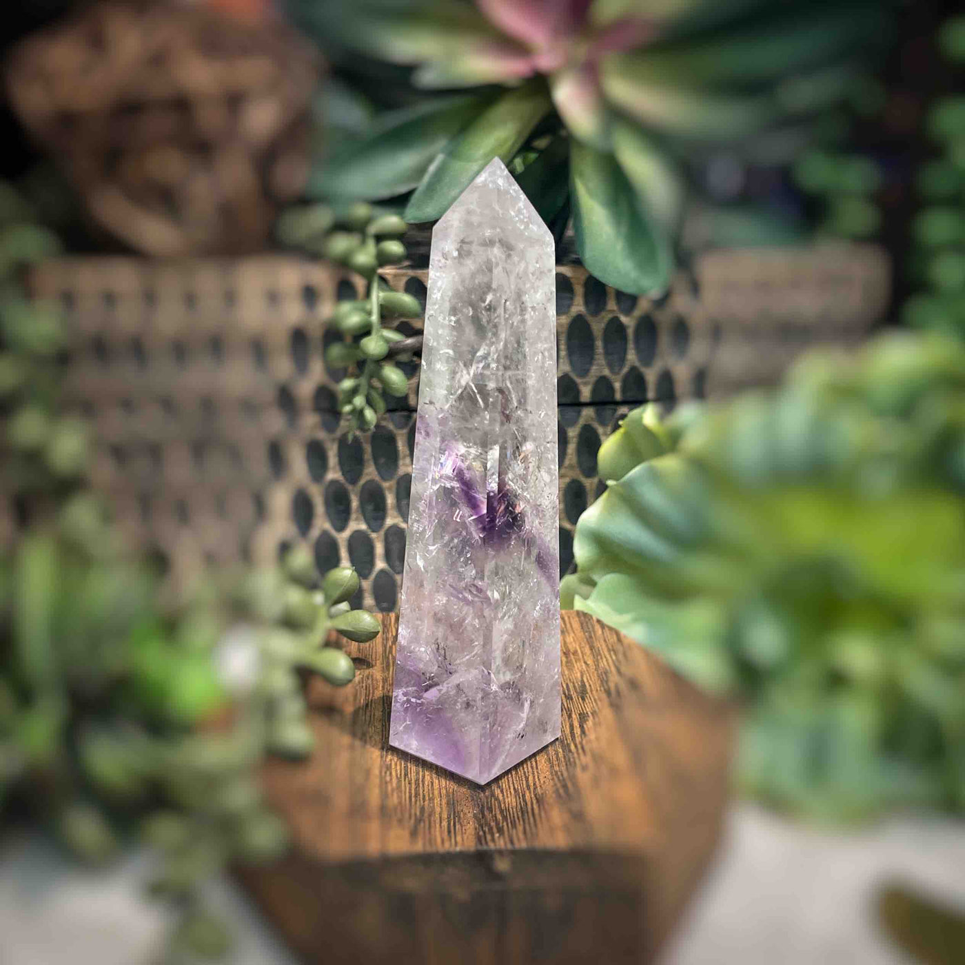 Amethyst w/ Phantom Amethyst  - Tower, Point, Obelisk - 3.75"