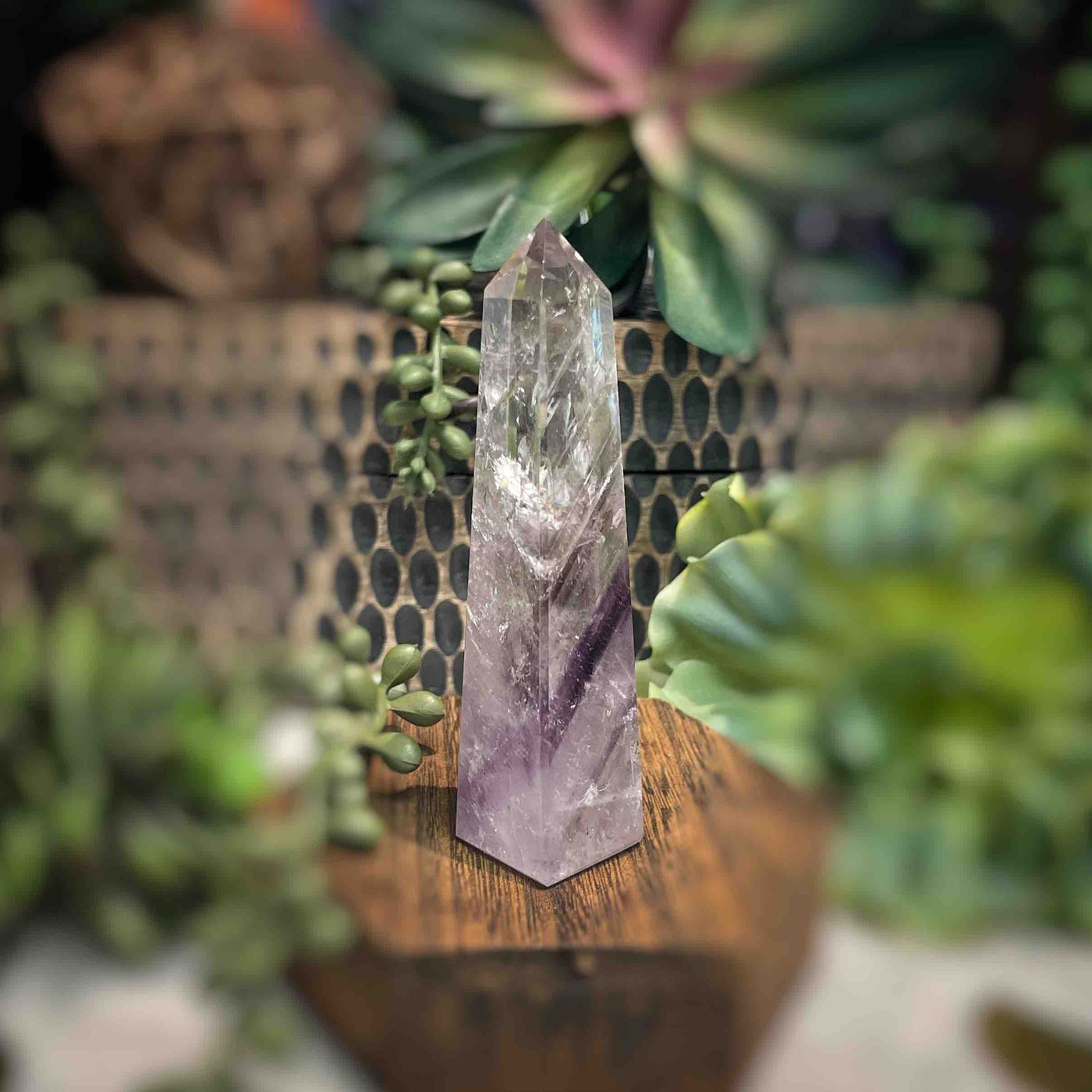 Amethyst w/ Phantom Amethyst  - Tower, Point, Obelisk - 3.75"