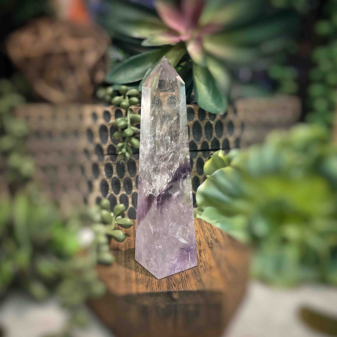Amethyst w/ Phantom Amethyst  - Tower, Point, Obelisk - 4"