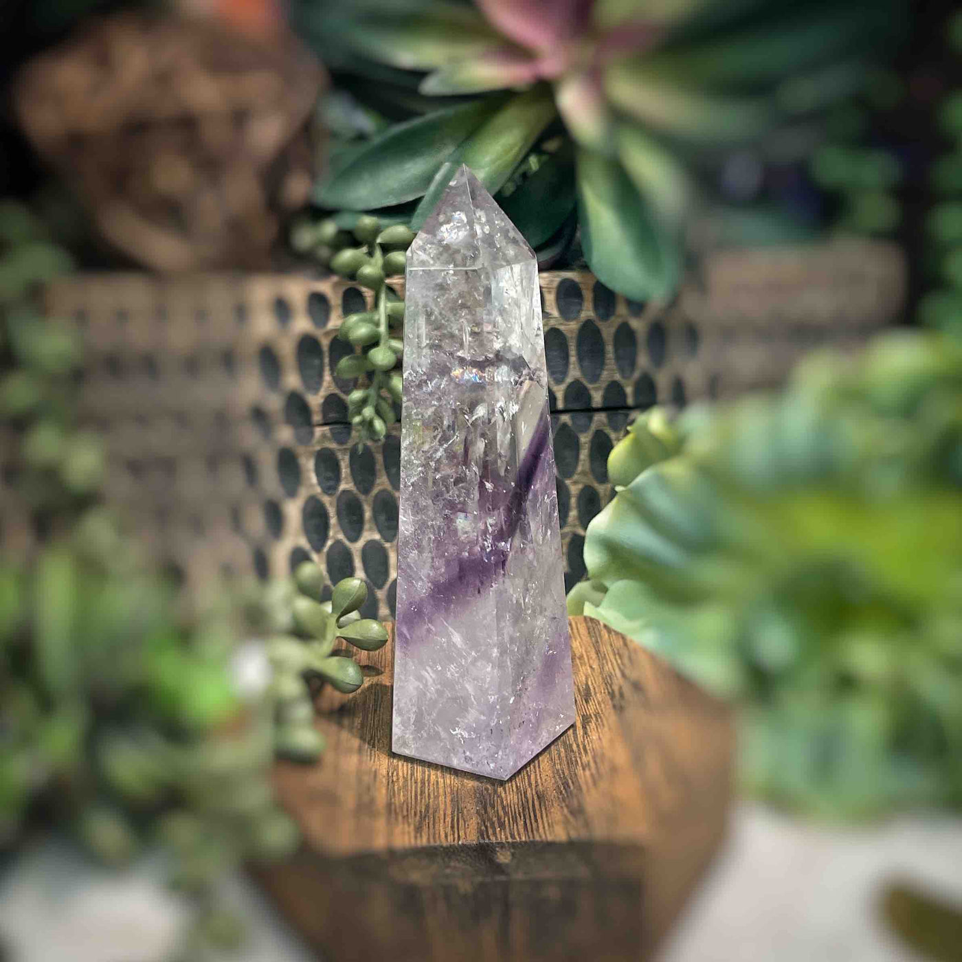 Amethyst w/ Phantom Amethyst  - Tower, Point, Obelisk - 3.75"